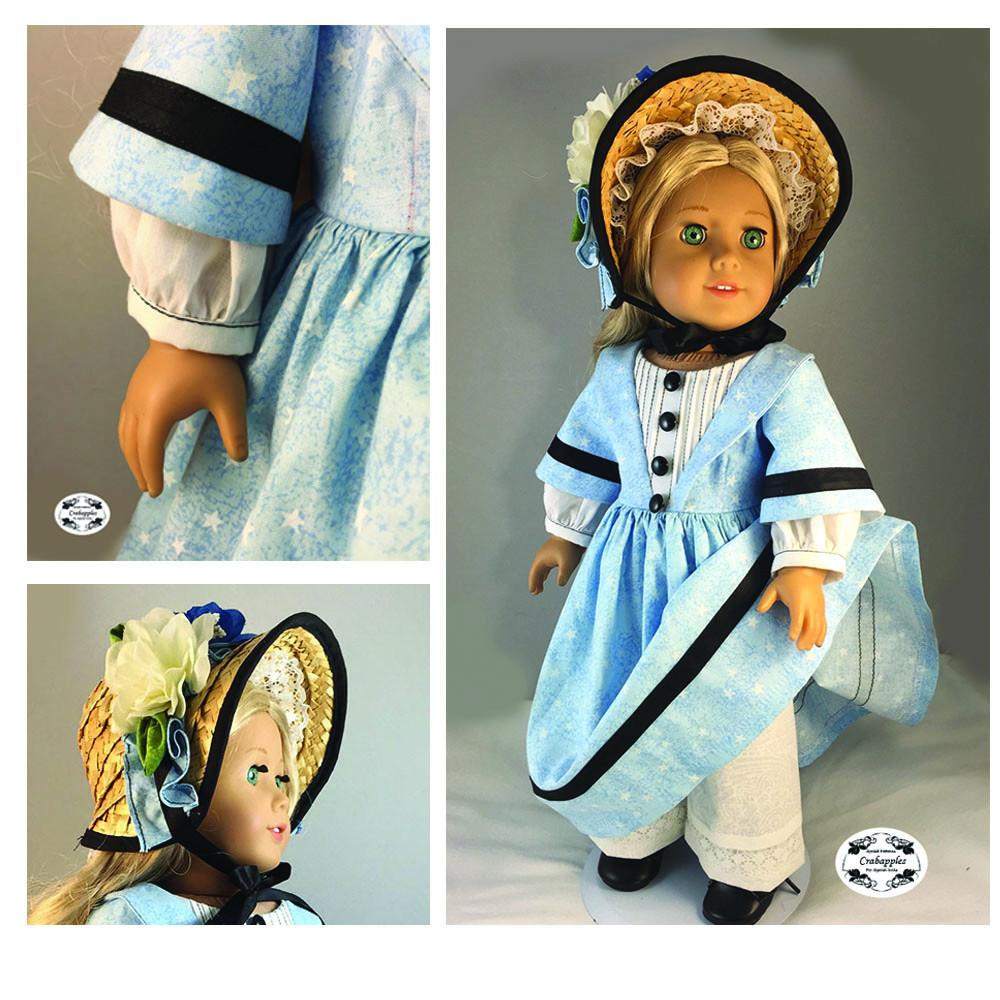 CARPATINA Civil War Dress Pattern Multi-Sized for 18 American Girl Dolls  and for 18 Slim Dolls