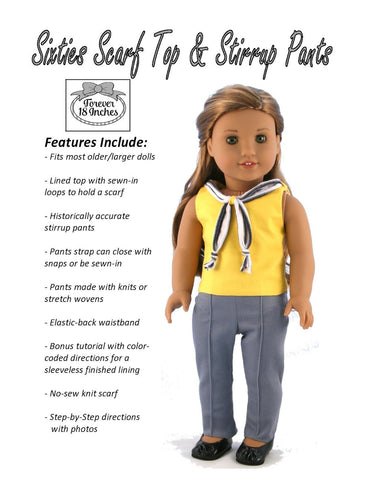Forever 18 Inches 18 Inch Historical Sixties Scarf Top & Stirrup Pants 18" Doll Clothes Pixie Faire