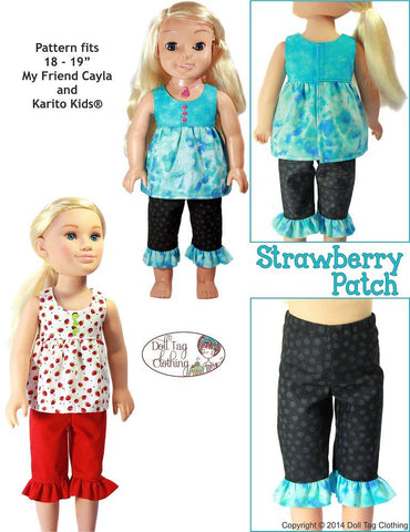 Doll Tag Clothing Karito Kids Strawberry Patch Pattern for 18" - 21" Doll Clothes Pattern Pixie Faire