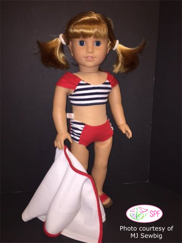 Sweet Pea Fashions 18 Inch Modern Palmetto Swimsuit & Cover-up 18" Doll Clothes Pattern Pixie Faire