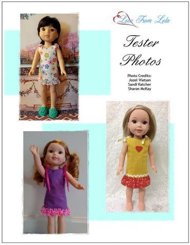 Love From Lola WellieWishers Simple Summer Dress 14-14.5" Doll Clothes Pattern Pixie Faire