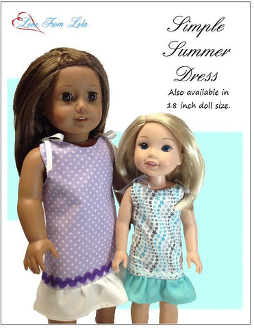 Love From Lola WellieWishers Simple Summer Dress 14-14.5" Doll Clothes Pattern Pixie Faire
