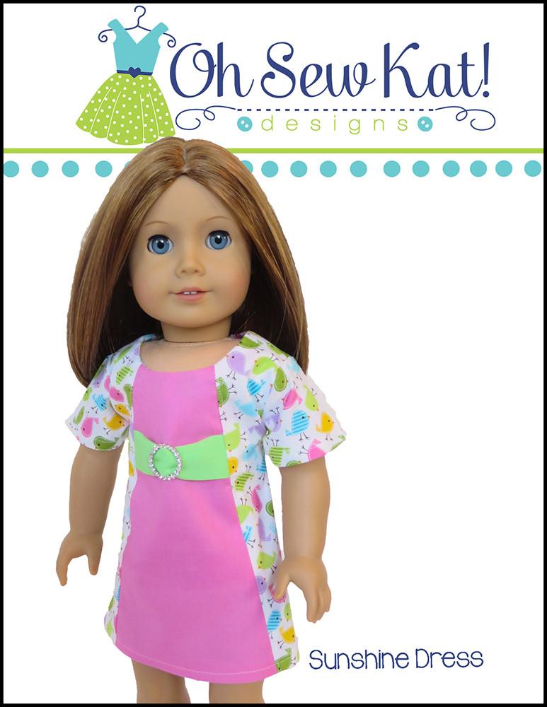 Oh Sew Kat 18 Inch Modern Sunshine Dress 18" Doll Clothes Pattern Pixie Faire