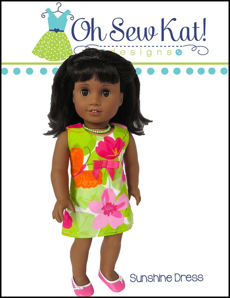 Oh Sew Kat 18 Inch Modern Sunshine Dress 18" Doll Clothes Pattern Pixie Faire