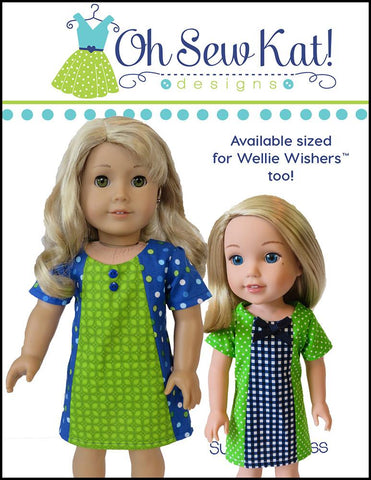 Oh Sew Kat 18 Inch Modern Sunshine Dress 18" Doll Clothes Pattern Pixie Faire
