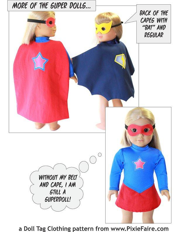 Doll Tag Clothing 18 Inch Modern Superhero Outfit 18" Doll Clothes Pattern Pixie Faire
