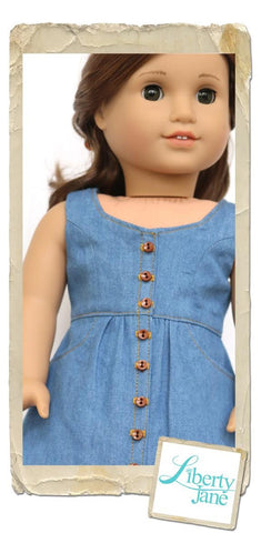 Liberty Jane 18 Inch Modern Surfrider Sundress and Romper 18” Doll Clothes Pattern Pixie Faire