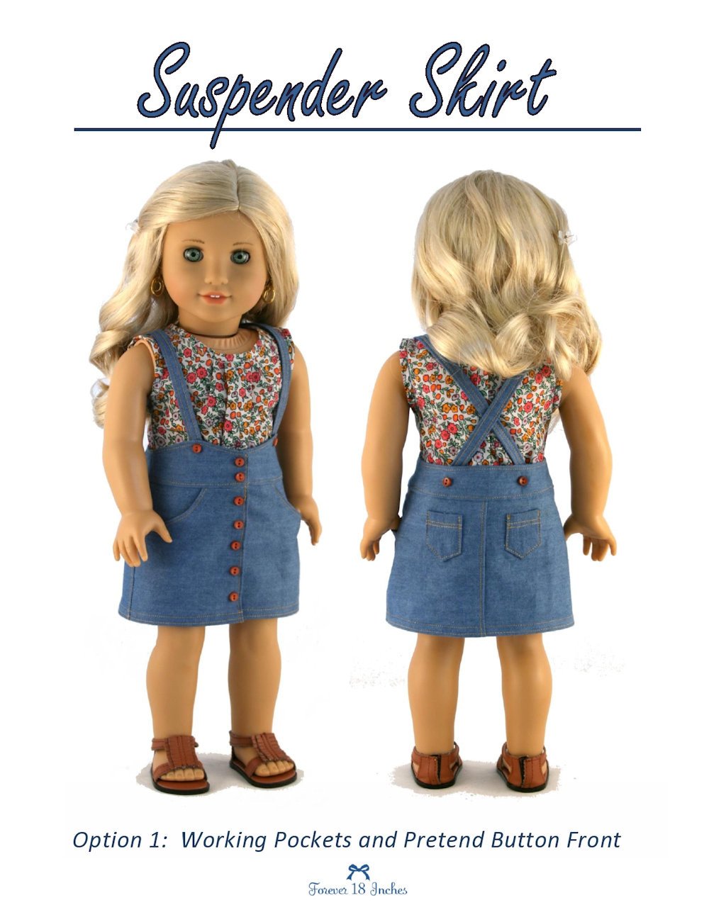 Forever 18 Inches 18 Inch Modern Suspender Skirt 18" Doll Clothes Pixie Faire