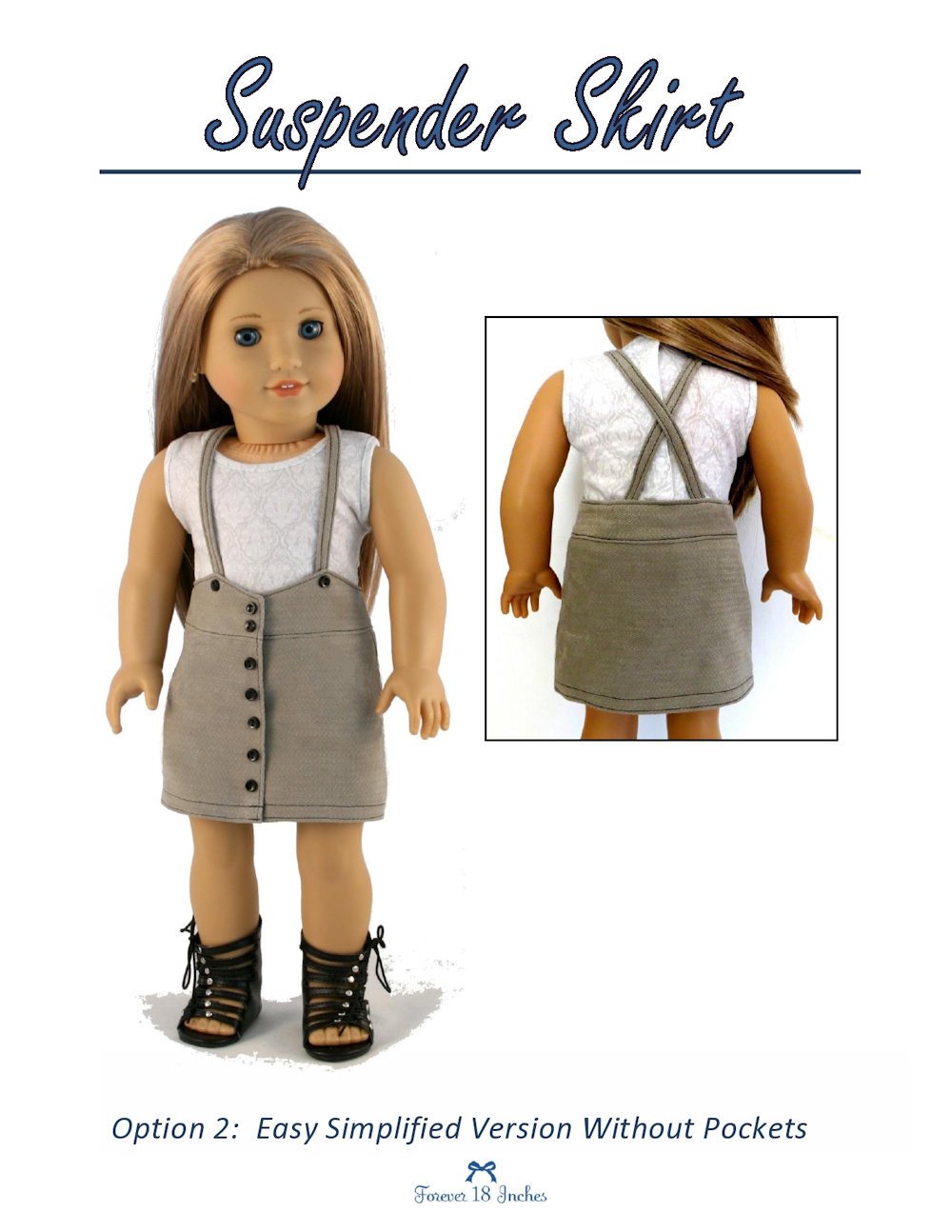 Forever 18 Inches 18 Inch Modern Suspender Skirt 18" Doll Clothes Pixie Faire