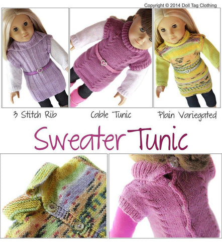 Doll Tag Clothing Knitting Sweater Tunic Knitting Pattern Pixie Faire