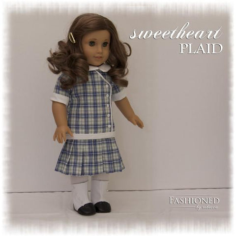 Fashioned by Rebecca 18 Inch Historical 1915 Sweetheart Plaid Blouse 18" Doll Clothes Pattern Pixie Faire
