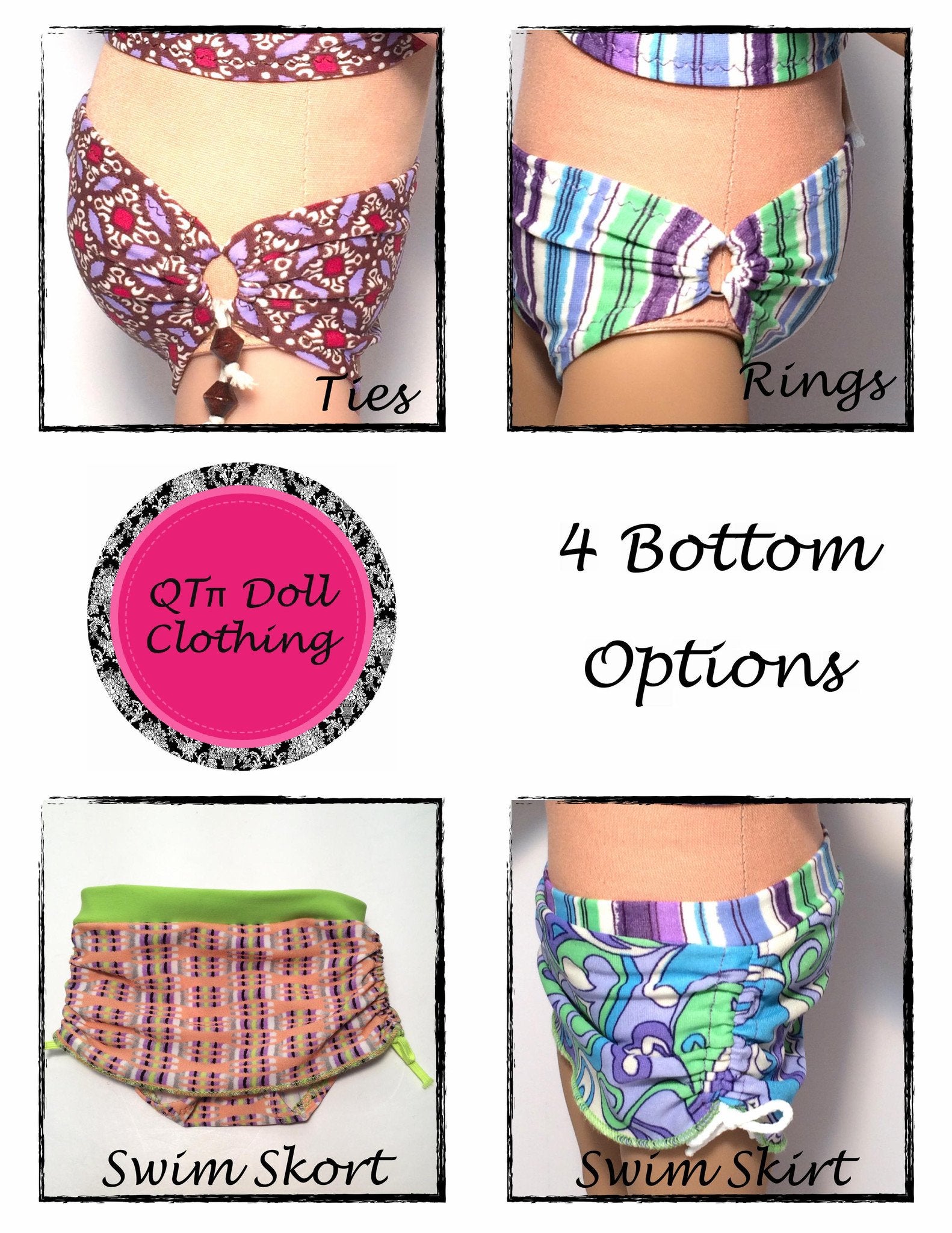 QTπ Doll Clothing 18 Inch Modern Scrunchy Swimsuit 18" Doll Clothes Pixie Faire