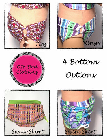 QTπ Doll Clothing 18 Inch Modern Scrunchy Swimsuit 18" Doll Clothes Pixie Faire