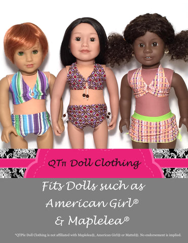 QTπ Doll Clothing 18 Inch Modern Scrunchy Swimsuit 18" Doll Clothes Pixie Faire