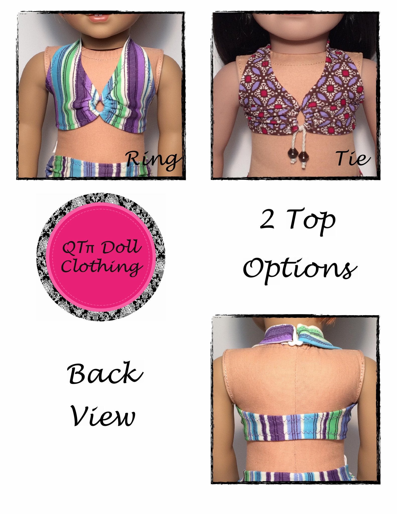 QTπ Doll Clothing 18 Inch Modern Scrunchy Swimsuit 18" Doll Clothes Pixie Faire