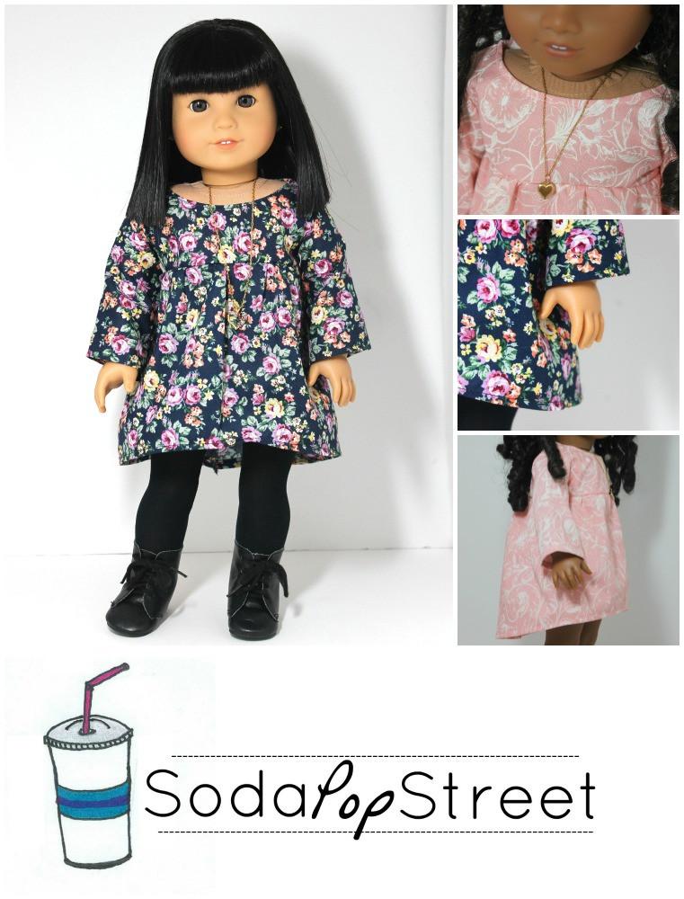 Soda Pop Street 18 Inch Modern The Swing Dress 18" Doll Clothes Pattern Pixie Faire