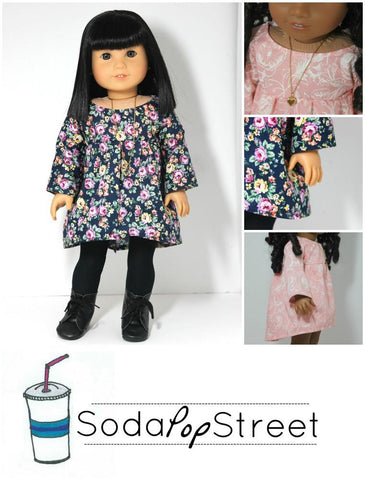 Soda Pop Street 18 Inch Modern The Swing Dress 18" Doll Clothes Pattern Pixie Faire