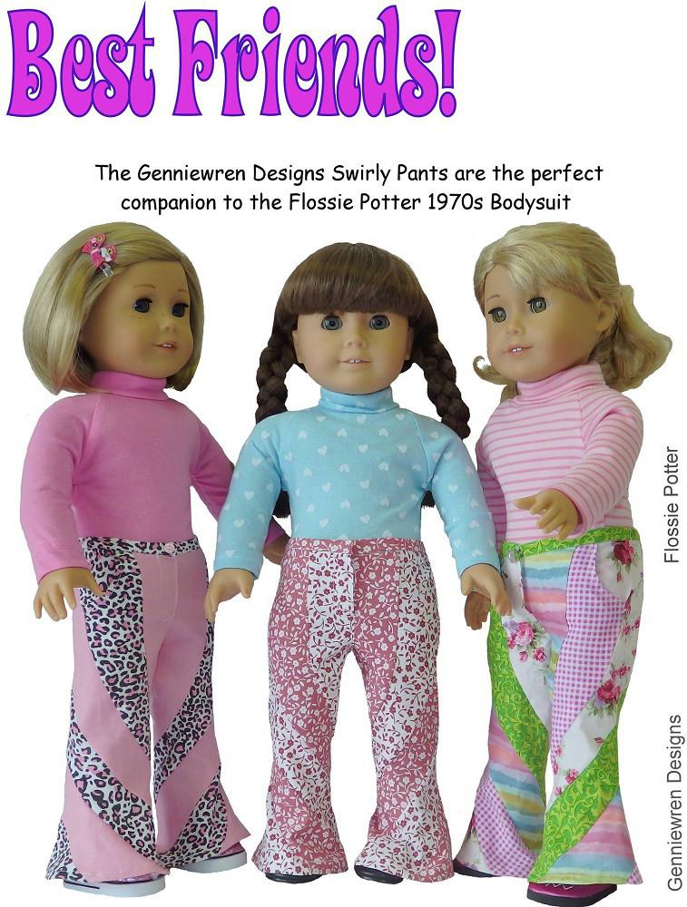 Genniewren 18 Inch Historical Swirly Pants 18" Doll Clothes Pattern Pixie Faire