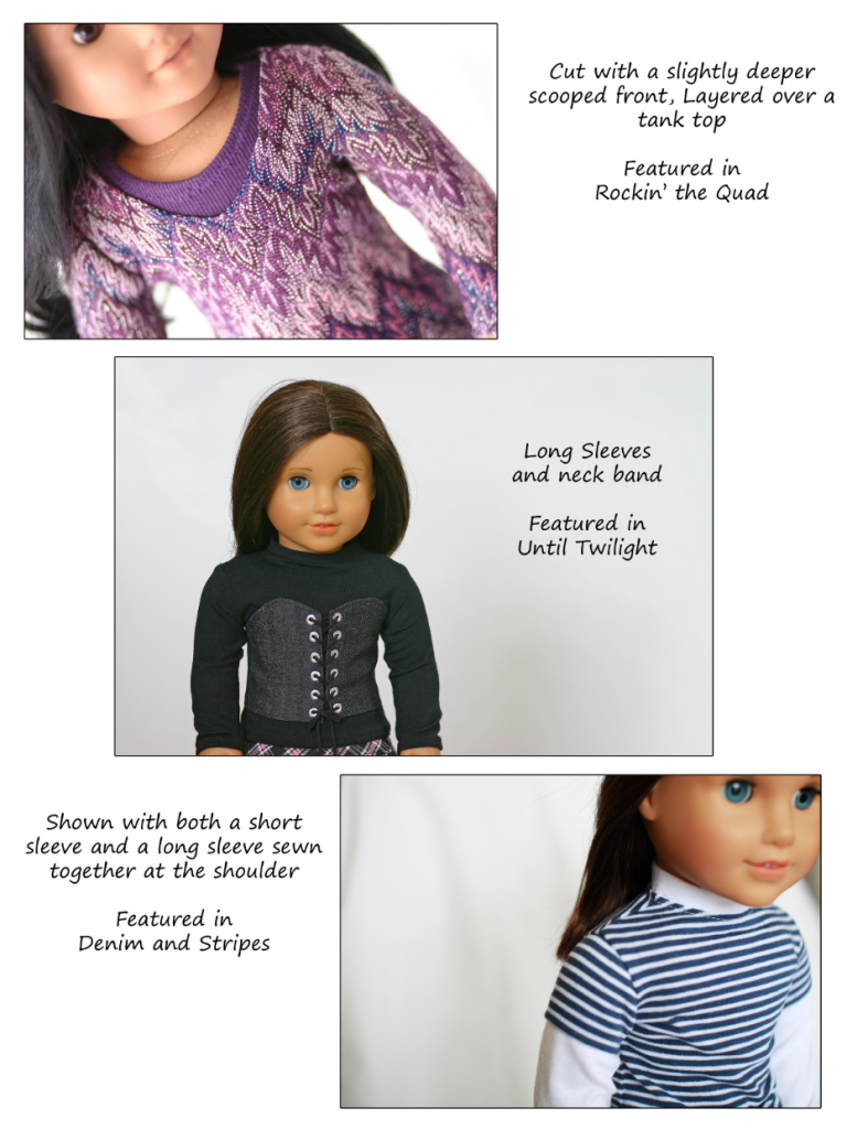 Liberty Jane 18 Inch Modern T-Shirt Variations 18" Doll Clothes Pattern Pixie Faire