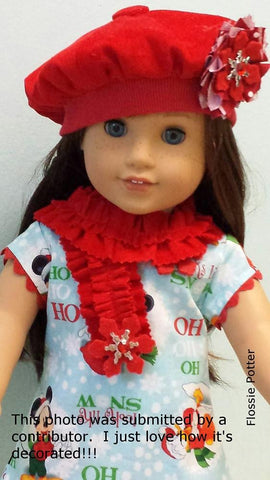 Flossie Potter 18 Inch Historical Tam Cap & Ruffled Scarf 18" Doll Clothes Pixie Faire