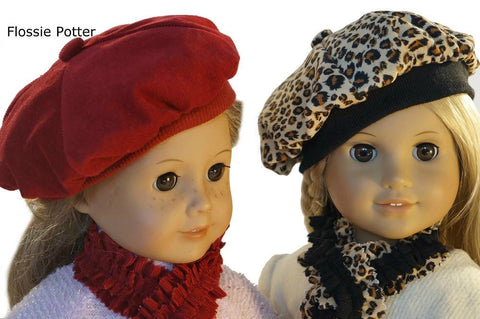 Flossie Potter 18 Inch Historical Tam Cap & Ruffled Scarf 18" Doll Clothes Pixie Faire