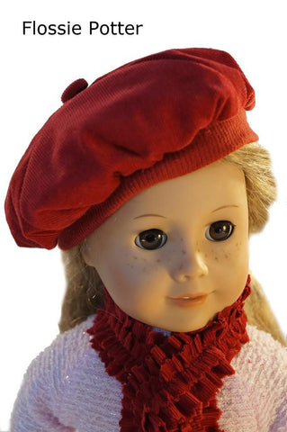 Flossie Potter 18 Inch Historical Tam Cap & Ruffled Scarf 18" Doll Clothes Pixie Faire