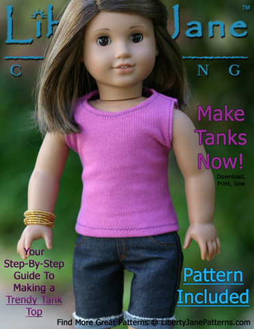Liberty Jane 18 Inch Modern FREE Tank Top 18" Doll Clothes Pattern Pixie Faire