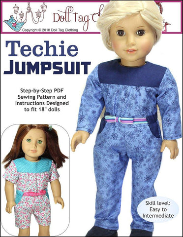 Doll Tag Clothing 18 Inch Modern Techie Jumpsuit 18" Doll Clothes Pattern Pixie Faire