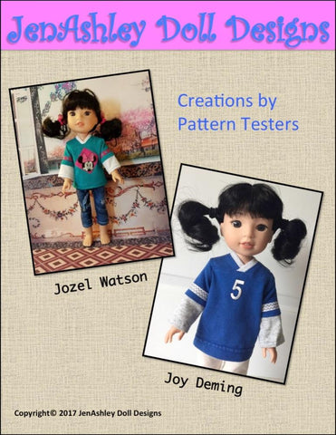 Jen Ashley Doll Designs WellieWishers Relaxed Fit Football Jersey 14.5" Doll Clothes Pattern Pixie Faire