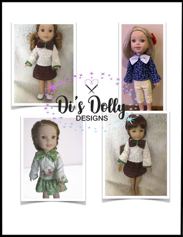 Di's Dolly Designs WellieWishers Bow Beautiful Blouse 14-15" Doll Clothes Pattern Pixie Faire