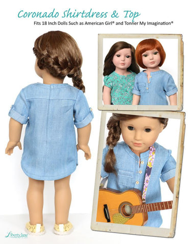 Liberty Jane 18 Inch Modern Coronado Shirtdress and Top 18" Doll Clothes Pattern Pixie Faire