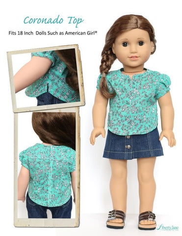 Liberty Jane 18 Inch Modern Coronado Shirtdress and Top 18" Doll Clothes Pattern Pixie Faire