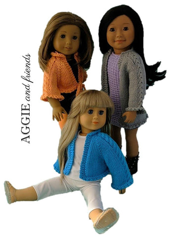 Aggie and friends Knitting Dublin Spring Cardigan 18" Doll Clothes Knitting Pattern Pixie Faire