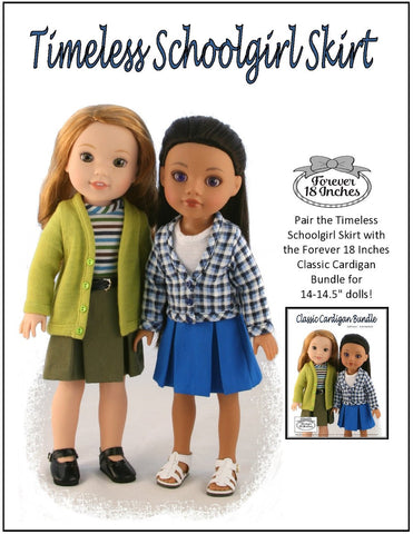 Forever 18 Inches WellieWishers Timeless Schoolgirl Skirt 13-14.5" Doll Clothes Pattern Pixie Faire