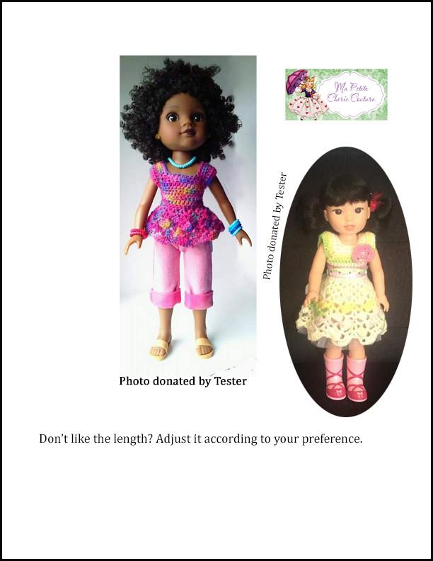 Mon Petite Cherie Couture H4H/Les Cheries Tumbling Scallops 13-14" Doll Clothes Crochet Pattern Pixie Faire