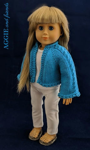 Aggie and friends Knitting Dublin Spring Cardigan 18" Doll Clothes Knitting Pattern Pixie Faire