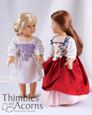 Thimbles and Acorns 18 Inch Historical 18th Century Underpinnings 18" Doll Clothes Pattern Pixie Faire