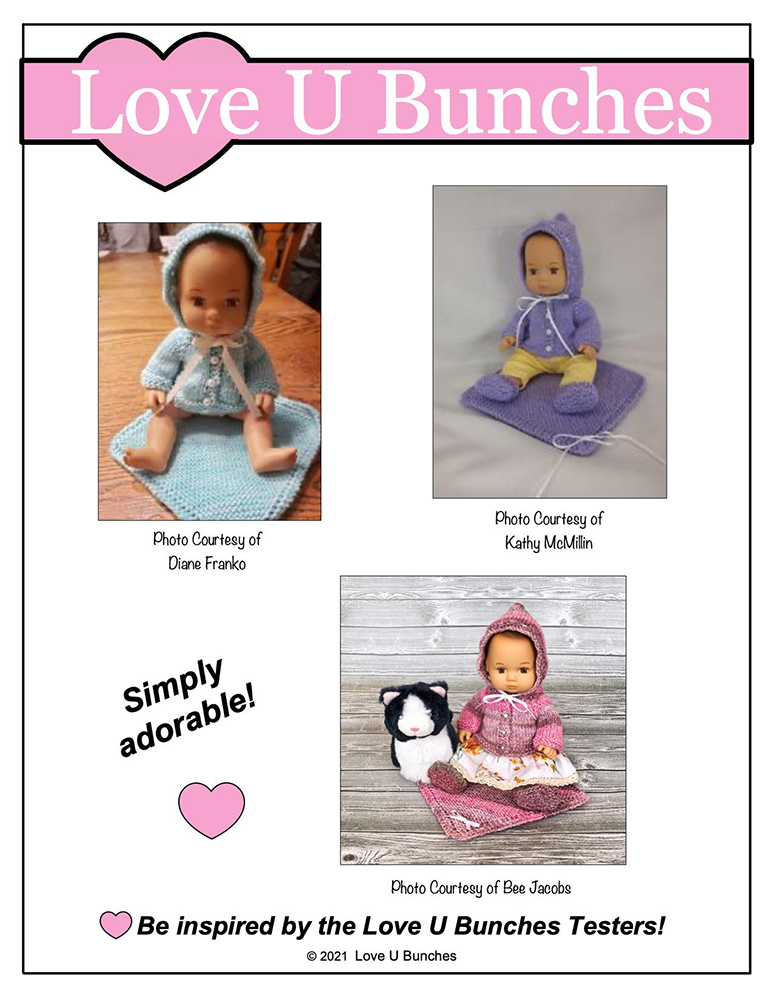 Love U Bunches 8" Baby Dolls Victoria and a Chilly Day 8" Baby Doll Knitting Pattern Pixie Faire