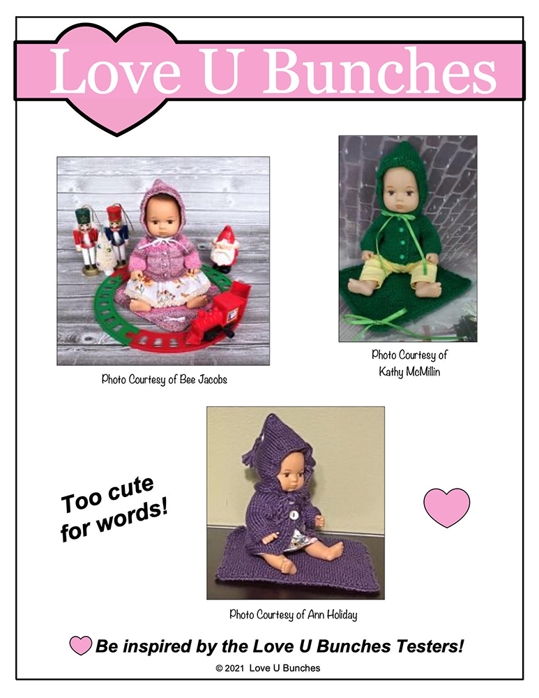 Love U Bunches 8" Baby Dolls Victoria and a Chilly Day 8" Baby Doll Knitting Pattern Pixie Faire