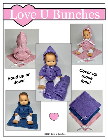 Love U Bunches 8" Baby Dolls Victoria and a Chilly Day 8" Baby Doll Knitting Pattern Pixie Faire