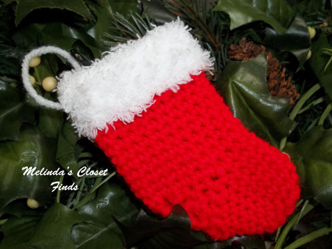 Melinda's Closet Finds Crochet Crocheted Christmas Stocking 18" Doll Crochet Pattern Pixie Faire