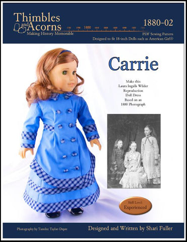 Thimbles and Acorns 18 Inch Historical Carrie 18" Doll Clothes Pattern Pixie Faire