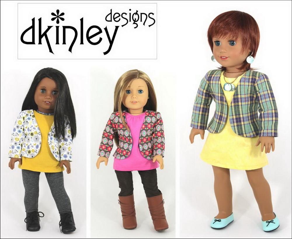 Dkinley Designs 18 Inch Modern Perfectly Plaid Jacket 18" Doll Clothes Pattern Pixie Faire