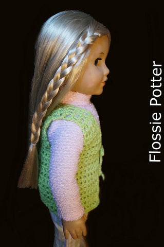 Flossie Potter Crochet 1970s Winging-It Crocheted Vest 18” Doll Crochet Pattern Pixie Faire