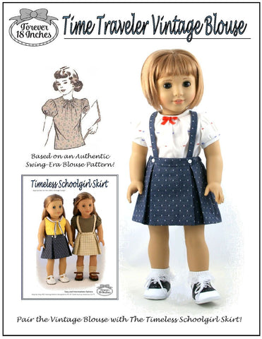 Forever 18 Inches 18 Inch Historical Time Traveler Vintage Blouse & Playsuit Skirt Bundle 18" Doll Clothes Pattern Pixie Faire