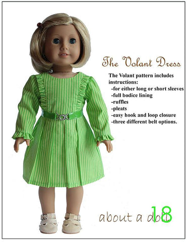 About A Doll 18 18 Inch Modern The Volant Dress 18" Doll Clothes Pattern Pixie Faire