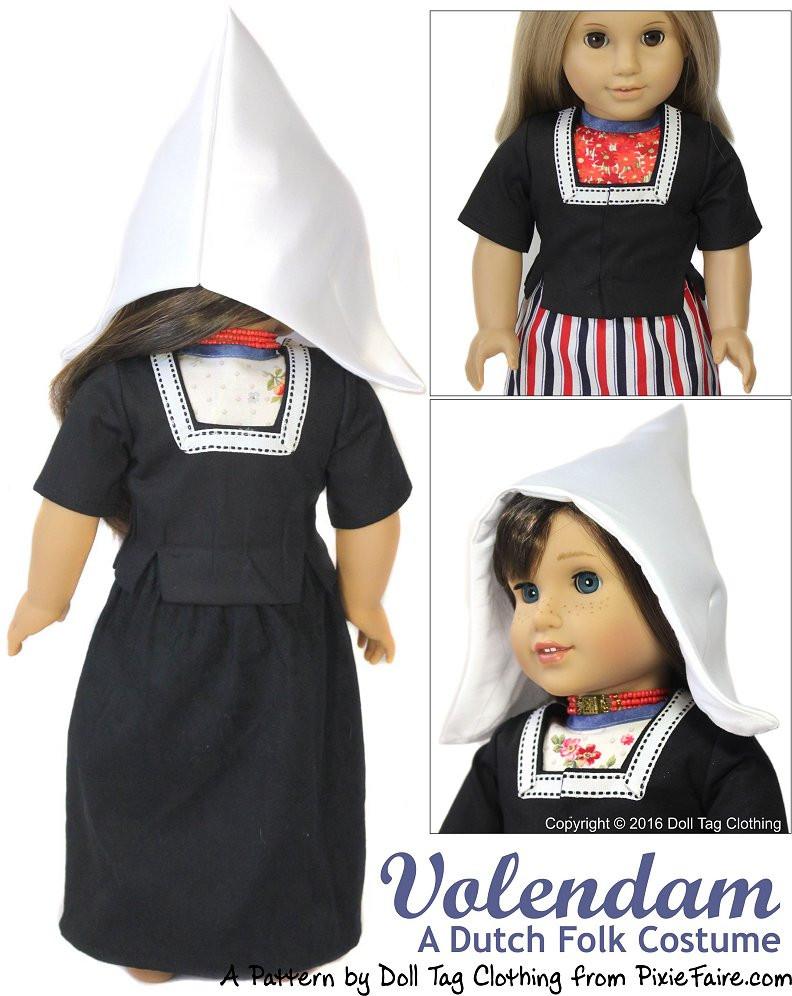 Doll Tag Clothing 18 Inch Historical Volendam: A Dutch Folk Costume 18" Doll Clothes Pixie Faire