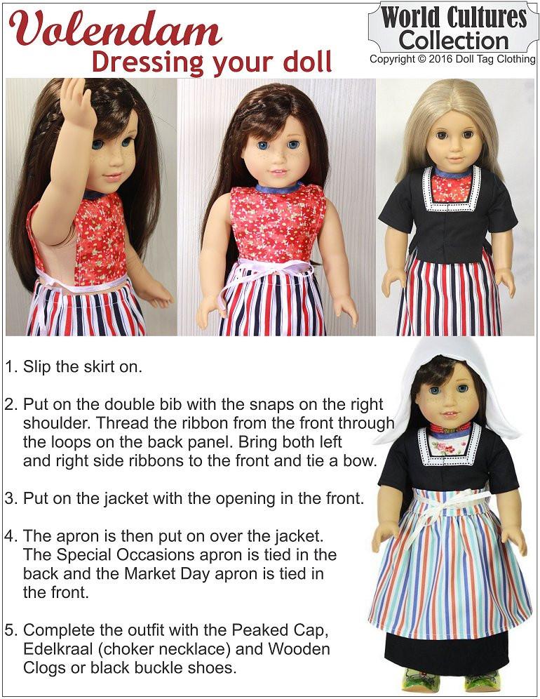 Doll Tag Clothing 18 Inch Historical Volendam: A Dutch Folk Costume 18" Doll Clothes Pixie Faire