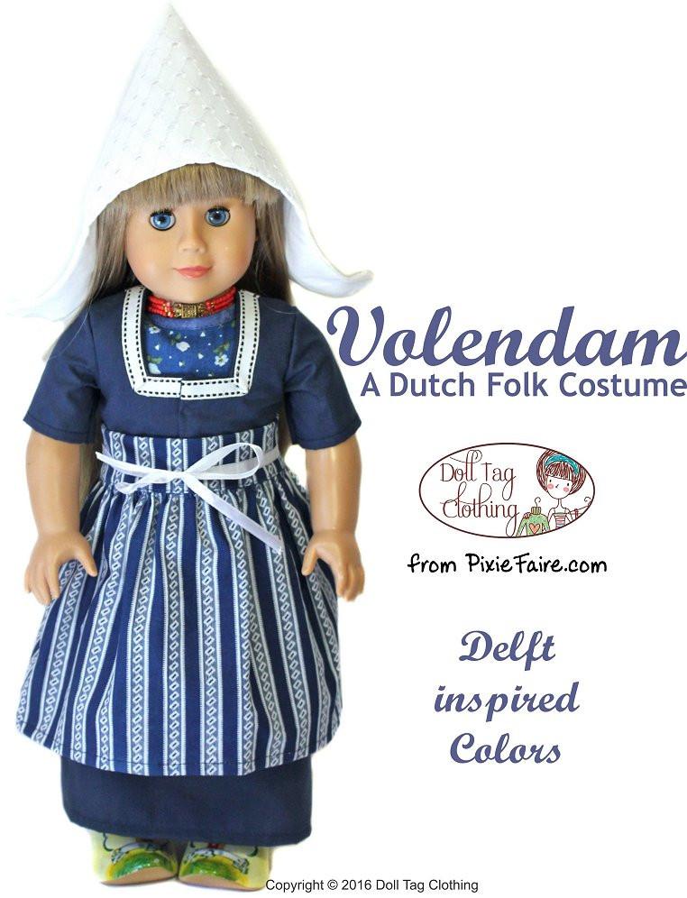 Doll Tag Clothing 18 Inch Historical Volendam: A Dutch Folk Costume 18" Doll Clothes Pixie Faire