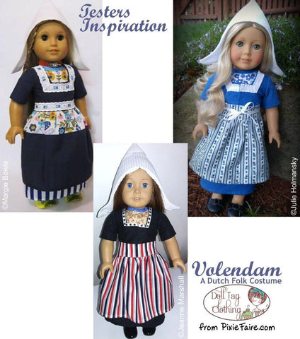 Doll Tag Clothing 18 Inch Historical Volendam: A Dutch Folk Costume 18" Doll Clothes Pixie Faire